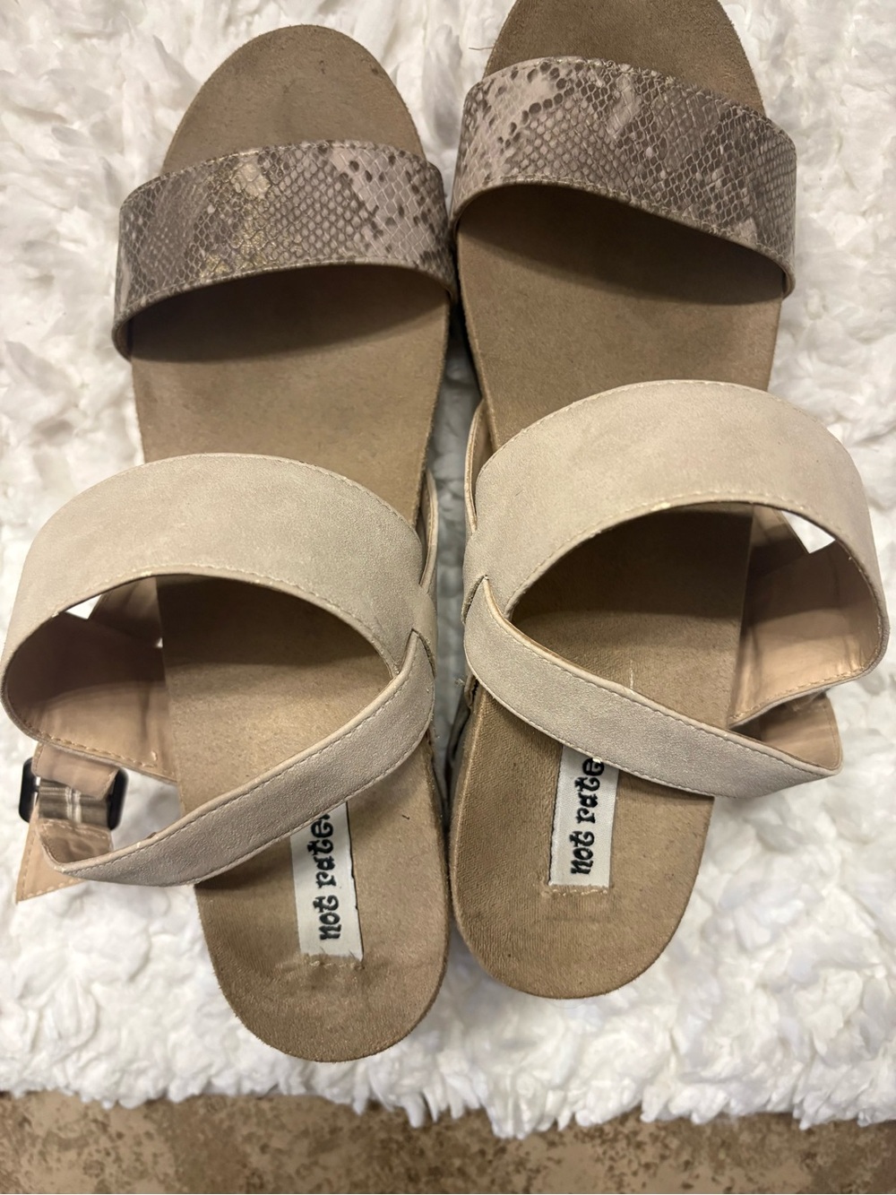 Not Rated Neutral Beige & Taupe Double-Strap Slide Sandals